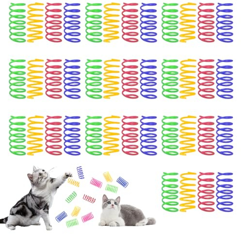 SYEYCW 40 Stück Cat Spring Spielzeug, Kunststoff Spiralfedern, Bunte Katzenspielzeug Spirale Frühlingsspielzeug, Katze Interaktive Spielzeug, Bunte Spiralfedern, Spring Spirale für Katze, 4 Farben