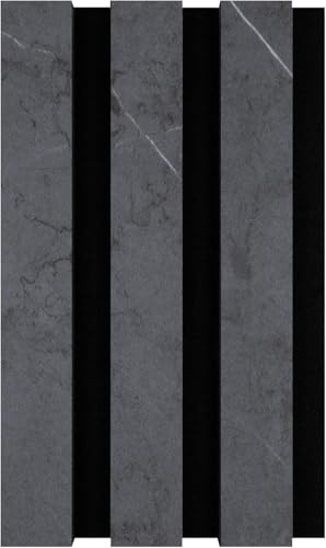 SPACELUXE Acoustic Slat 3D Wall Panel Decorative & Sound Absorbing Wooden Slatted Feature Pannelling Home Living Room Bedroom Interior Easy Installation Proofing Oak Natural 2400mm x 600mm (Gray Oak)