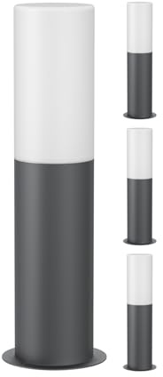 ledscom.de 4x Wegelicht/Pollerleuchte GROPO für außen mit Premium Echtglashaube – UV-beständig, kein Vergilben, IP44, 41 cm, anthrazit 1x E27 max. 40W