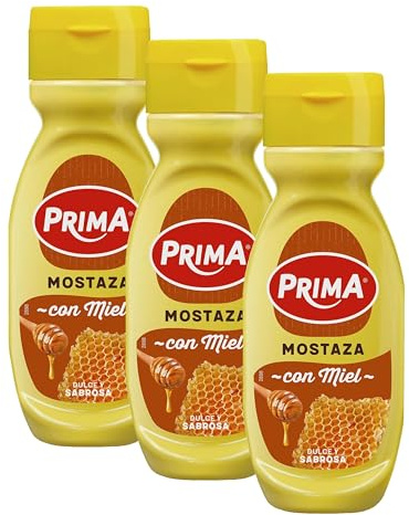 Prima mostaza con miel elaborada con semillas de mostaza. 285 g (Paquete de 3)