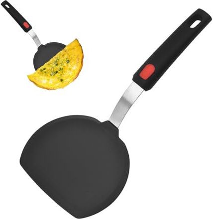Silikon Pfannkuchenwender mit verlängertem Griff, 315°C Hitzebeständige spatel für Antihaftbeschichtetes Kochgeschirr, BPA-freier Gummiflipper für Omelettes und Hamburger
