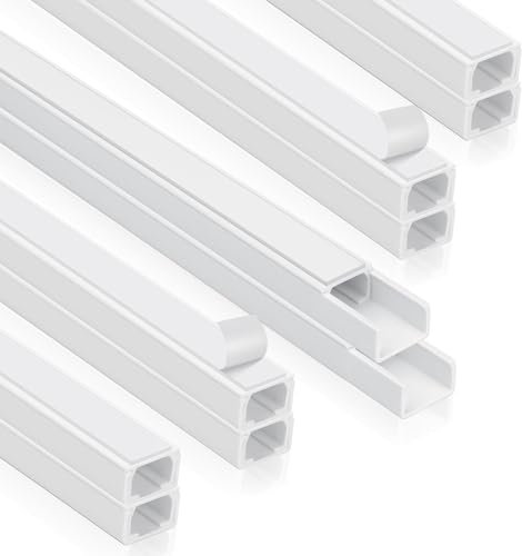 Cozary Kabelkanal Weiß Selbstklebend (400mmx15mmx10mm), 10 Stück Kabelkanäle Schaumklebeband Kabel Verstecken, Kabel Organizer für Montage an der Wand, Schreibtisch Kabelmanagement