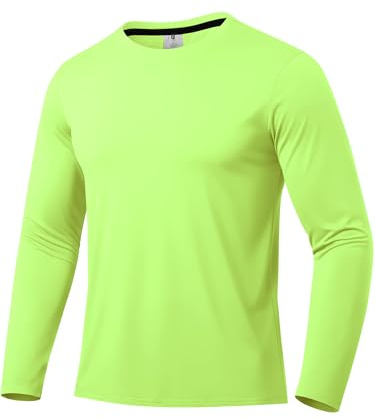 Mäns Rash Guard UPF 50+ Sun Protection Clothing långärmade t-shirts för män lätta, snabbtorkande SPF UV simtröjor, GUL, XL