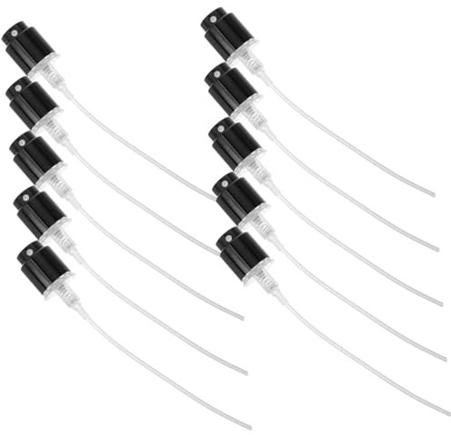 AUTSUPPL Perfume Bottle Spray Dispenser Pump 10pcs, 13mm Black Plastic Spray Nozzle with Silver Middle Sleeve, Replacement Perfume Pump Sprayer for Diy Fragrance Bottles, Travel and Personal Use