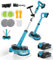 Yospinber Cordless Electric Mop with 2 x 2000mAh Batteries, Dual Spin Floor Cleaning Mop with LED Light & Water Spray, Handheld Polisher Scrubber Lightweight Floor Polisher for Hardwood Tile