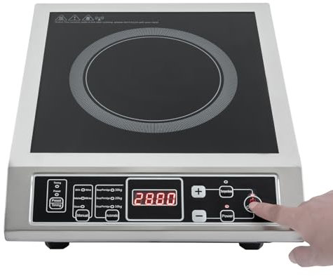 Piano cottura a induzione professionale, piastra a induzione da 3500 W, con timer e funzione isolante, 8 livelli di potenza, portata 50 kg, in acciaio inox a induzione