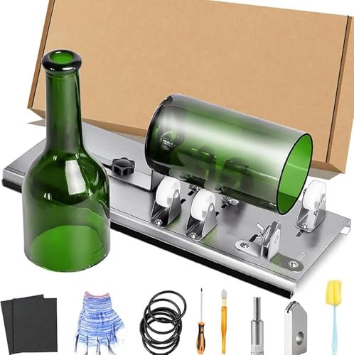 Kit de cortador de botellas de vidrio, kit de corte ajustable para botellas de vidrio, herramienta de bricolaje, juego de cortadora de acero inoxidable