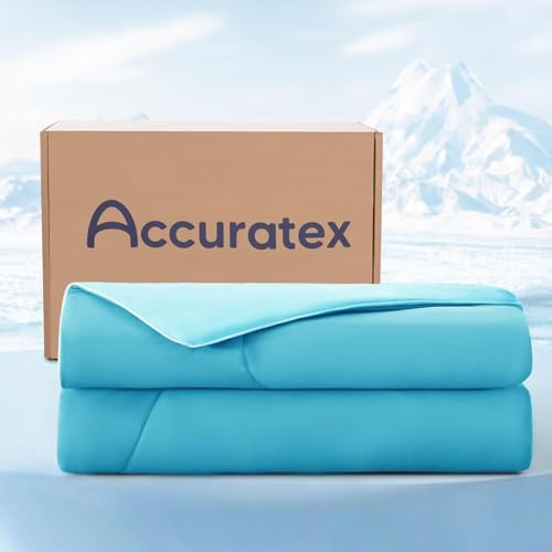 ACCURATEX kylfilt 140 × 200 cm, sommarfilt för varma sovare, blå