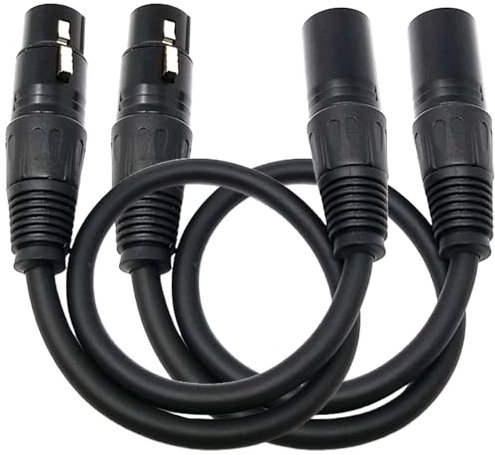 Dlh western 8 Inch Long DMX Cables, XLR Male to Female Microphone Cables 3 Pin (2 Pack)