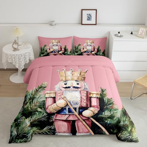 Loussiesd Nutcracker Bedding Set For Kids Boys Girls Double Cartoon Down Comforter Ultra Soft Nutcracker Christmas Down Comforter Christmas Tree Duvet Insert Set Room Decor Christmas Decor