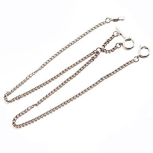 Taschenuhr-Kette, doppelte Albert-T-Bar-Kette, antikes hängendes Uhrenkette, Clip, Taschenkette für Taschenuhr, Schlüssel, Anhänger