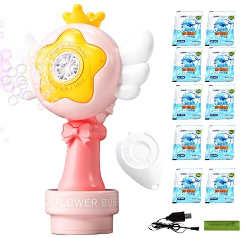 Nexusectar Machine à bulles – Machine de soufflage à bulles | avec lumières LED et batterie rechargeable – Arroseur en mousse pour baignoire, piscine, jeu sensoriel, jardin, mariage, anniversaire