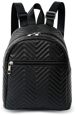 viiotu Small Backpacks for Women, PU Leather Mini Backpack Small Backpacks for Women and Girls, Portable Lightweight Ladies Small Backpack with Adjustable Strap for Daily Travel, Commuting (Black)