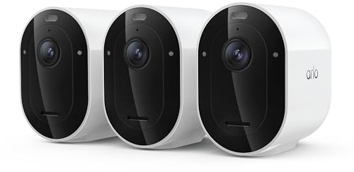 Arlo Pro Security Camera 2K HDR (6th Gen, 2025 Release) - Wireless Outdoor Camera, Rechargeable Removeable Battery, Emergency Response, 1-Month Trial of Secure Plan, 3 Cam, White,Motion Alert
