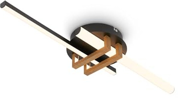 BRILONER - LED Deckenlampe mit warmweißem Licht, Eckprofile, LED Lampe, Deckenleuchte, Wohnzimmerlampe, Schlafzimmerlampe, Küchenlampe, Deckenbeleuchtung, Flurlampe, 58,5x16x7,5 cm, Schwarz-Holz