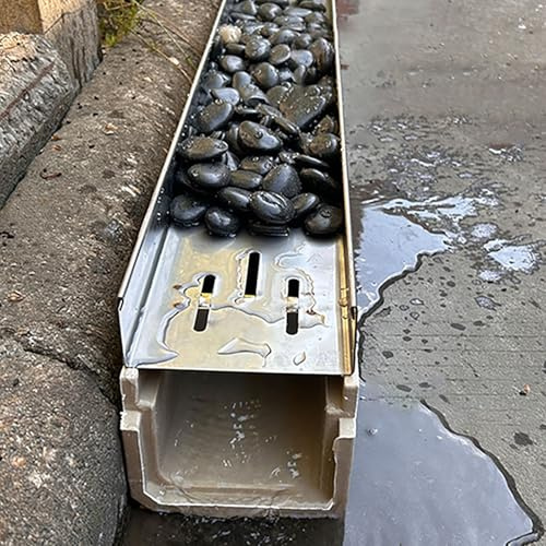 MLYAYE canaletta scolo Acqua piovana Kit di drenaggio a Canale con griglia da 5 cm, System di drenaggio lineare Francese per Esterni per Cortile/Patio/Giardino/Paesaggio(100x32x45cm/39.4x12.6x17.7in)