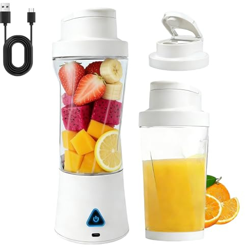 Blender Mixeur: 700 Ml Mixeur Portable électrique, Mixeurs Blender USB Rchargeable, Blenders Smoothie Avec 6 Lames Ultra-Tranchantes, Mixeurs Smoothie Pour Smoothies Milk-Shake Fruits (Blanc)