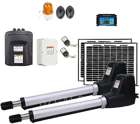 Electric Gate Opener Kit - Heavy Duty Dual Swing Motor for Driveway and Fence Gates, Complete Hardware Set for Automatic Dual Swing Gate Installation
