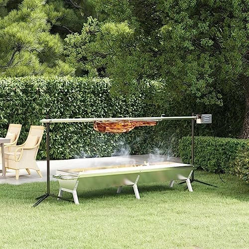LoogCape Barbecue en acier inoxydable 158 x 42 x 31 cm avec pieds en acier stables, barbecue durable pour balcon, terrasse, extérieur, camping, grande surface de barbecue, inoxydable, facile à