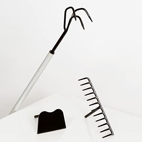 PowerTec Garden Gartenharke (Gartenhacke) 120 cm lang - Gartenrechen 3in1-Gartenwerkzeug-Set (Rechen, Harke (Hacke), Grubber)