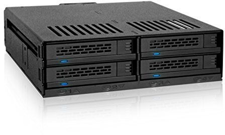 Icy Dock Mobile Rack/Backplane Cage/Rack Case para 4 x SSD/HDD 2.5 SATA/SAS Hot Swap en 1 bahía de 5.25 (instalación sin Herramientas) - ExpressCage MB324SP-B