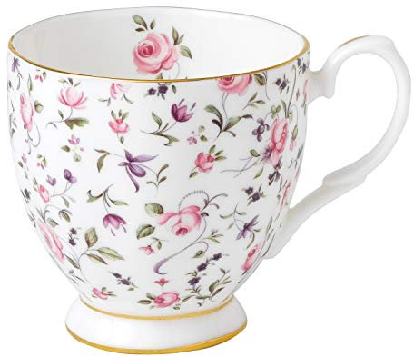 Royal Albert Modern Vintage 40002398 Mug sur Pied en Porcelaine Fine 0,3 l Motif confettis Roses