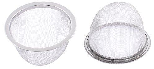 sourcing map 2pcs Filtre Théière Maille Thé Infuseur Filtre Tisane Crépine Filet Thé Panier Passoire épice 75mm diamètre en Acier Inoxydable Ronde