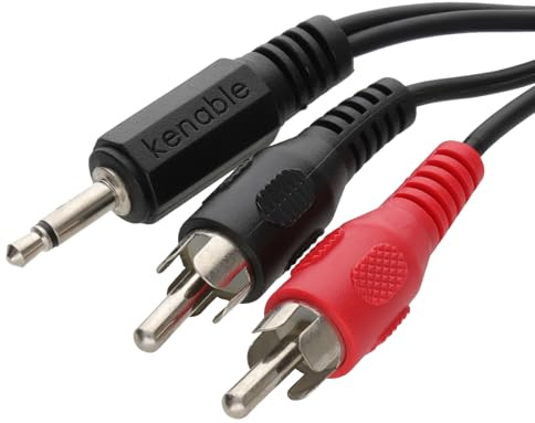 kenable 3,5mm Mono Klinke auf 2x Cinch RCA Stecker Kabel Adapter Audio Verbindungskabel 2m Schwarz