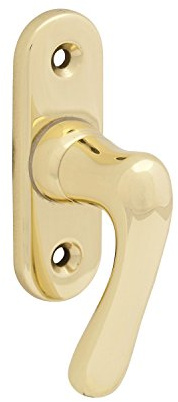 GRUNDMANN Fenstergriff WG Elegant 505 gebogen, Vierkantstift 7 x 33 mm, Messing poliert, 1 Stück,102906