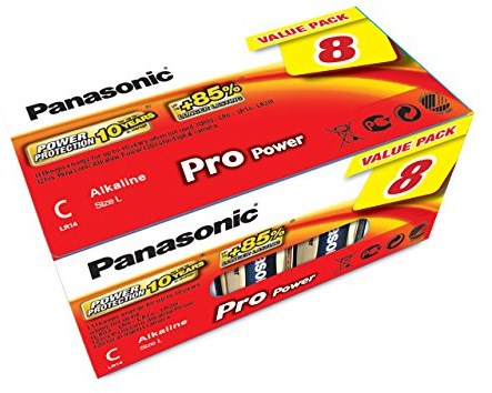 Panasonic LR14PPG/8BB Pro Power Alkaline Batterie, C - Baby - LR14, 8er Pack Gold