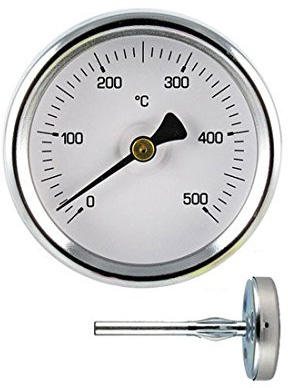 Thermometer 0 - 500 °C für Pizza und Barbecue. Sonde 100 mm.