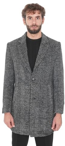 Ciabalù Cappotto Uomo Invernale Elegante Slim Fit Cappottino Monopetto Spigato Lungo (IT, Testo, XXL, Regular, Regular, Grigio)