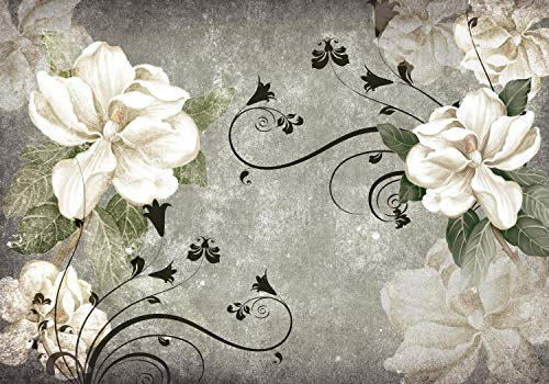 wandmotiv24 Fototapete Vintage Blumen Ornamente, XXL 400 x 280 cm - 8 Teile, Wanddeko, Wandbild, Wandtapete, Muster, Ranke, Floral M1109