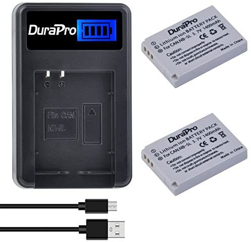 DuraPro 2Pcs NB-5L NB 5L Battery + LCD USB Charger for Canon NB-5L Battery Powershot S100 SX200 SX230 HS SX210 IS SD790 IS SX200 IS SD800 IS SD890 IS