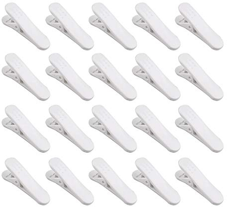 Futheda 20Pcs Earphone Headphone Headset Cable Wire Cord Clips Holder for Shirt Clothing Fixing Microphone Wire (White)