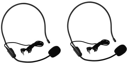 Estink Head Microphone, 3.5mm Wired Headworn Mic Set of 2, Mini Condenser Hands-Free Microphone for Presentation Karaoke Lessons Tourist Guide