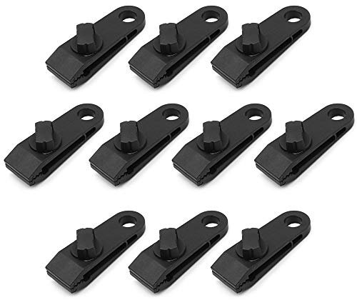 Baven 10 Stück Planenclips, Kunststoff Winddichte Markisenklemme Griff Zeltclips Zubehör, Schwarz