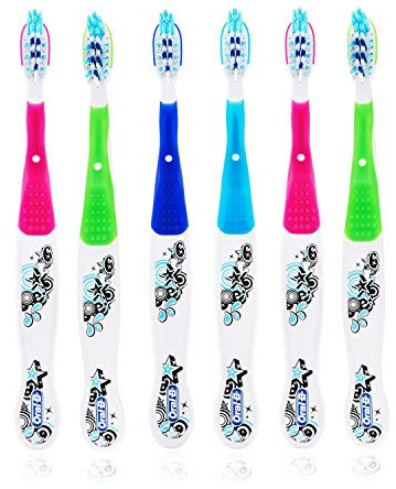 Oral-B Battery Powered Kid Toothbrush for Children 6+ Years Old, CrossAction Pro Health for Me Jr Stages 4, Soft - Pack of 6