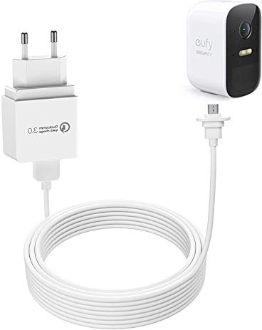 Câble de Charge Rapide BECEMURU Quick Charge 3.0 pour eufyCam 2C Pro/2C, câble rallongé de 9 mètres, résistant aux intempéries, Charge en continu Les caméras eufyCam 2C Pro/2C (2 Pack)