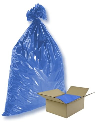dm-folien Blaue Müllsäcke 240 Liter I 100 Stück I 650 x 550 x 1350 mm I Große Abfallbeutel für Entsorgung von Styropor & Folienabfälle I Reißfeste Müllbeutel mit Seitenfalte I Foliensäcke 48 my