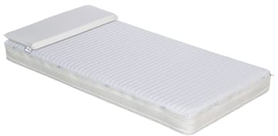 Evergreenweb - Colchón para cuna de niño, antiasfixia, altura de 10 cm, con funda extraíble y lavable a máquina con almohada antiasfixia de regalo. (AirSpace, 55 x 125 cm)