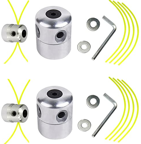 Aluminium Fadenkopf Alu Mähkopf Fadenspule für Benzin Rasentrimmer Motorsense Freischneider mit 4 Faden, Doppelfadenkopf Fadenkopf Mähkopf Mähfaden Trimmerfaden für M8 M10 (2 Set)