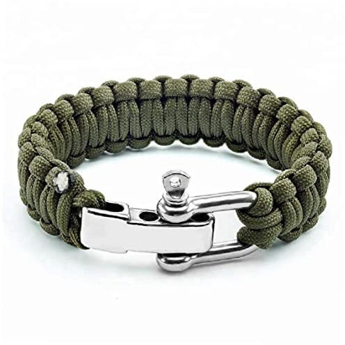 Fopytu Bracelet de Survie avec Manille réglable Paracord Bracelet Corde Bracelets Accessoires de Plein air