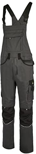 Hans Schäfer Workwear HSW Professional – Latzhose für Herren – Lange Arbeitshose mit Knietaschen – Bequem, strapazierbar und qualitativ – Grau, 32
