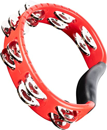Meinl Percussion Headliner Hand Held ABS Tambourine, Schwarz (HTMT1R) | Tamburin mit 2 Reihen Jingles, mit ergonomischem Griff, ABS Kunststoff und Stahl