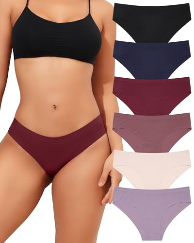 Levao Lot de 6 Culotte sans Couture Femme Slip Invisible sous- Vêtements Sexy Hipster Doux et Extensible Bikini Culottes Lingerie S-XL