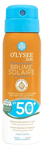 O'LYSEE - Brume Solaire - Format voyage - Très Haute Protection - Visage et Corps - Transparente résistante à l’eau - SPF50+ 75 ml