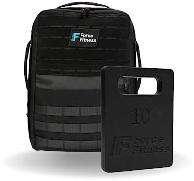 Force Fitness Viktväst Ryggsäck + Vikter – Taktisk Ruckryggsäck för Män & Kvinnor – För Rucking, Löpning, Gång, Styrketräning – Bästa Ryggsäck med Vikt för Träning & Uthållighet