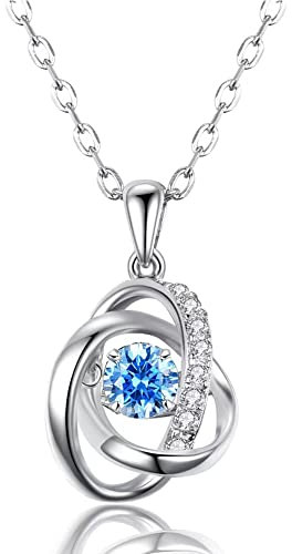 HESHS Collier en argent sterling pour femme, collier avec pendentif en zircon incrusté d'argent 925, pendentif en zircon bleu/argenté, chaîne de clavicule, cadeau de la Saint-Valentin,Silber