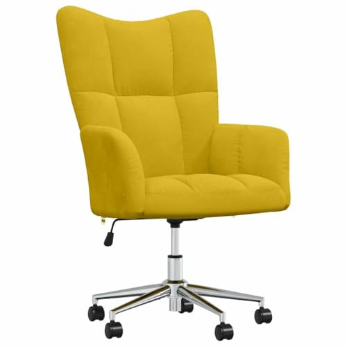 vidaXL Relaxsessel mit Rollen Drehbar Höhenverstellbar Fernsehsessel Polstersessel Polsterstuhl Relaxstuhl Sessel Ohrensessel Wohnzimmer Senfgelb Samt